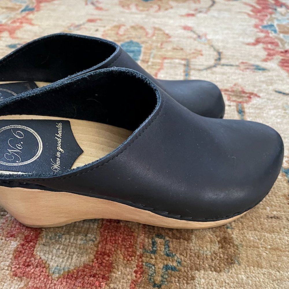 No.6 New School Clog on Wedge in Black